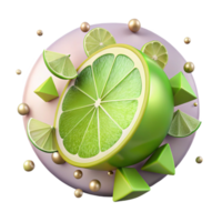 extraordinary abstract Single Lime Slice Cutout with Texture Transparent Background high quality png
