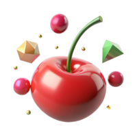 extraordinary rustic Single Red Cherry Isolated with Stem detailed png