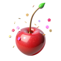 wonderful artistic Single Red Cherry with Stem Cutout professional png