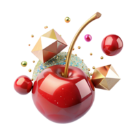 stunning rustic Single Red Cherry Stem Attached Isolated high quality png