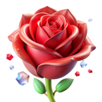 vibrant abstract Single Red Rose Bud Side View Transparent Background png