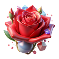 vibrant abstract Single Red Rose Bud Side View Transparent Background genuine png