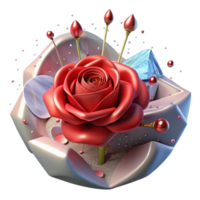 wonderful minimalist Single Red Rose Cutout on Transparent Background high resolution png