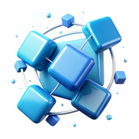 beautiful artistic Sky Blue Connected Squares with Transparent Background genuine png