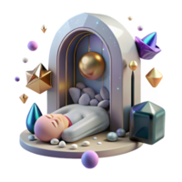 serene abstract Sleeping Figure with Portal Above Cutout Transparent Background authentic png