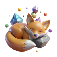 impressive vintage Sleeping Fox Curled Tail Cutout high resolution png