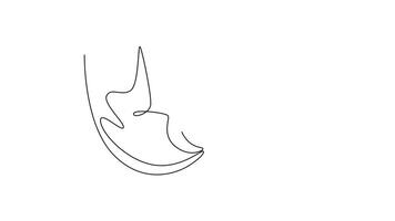 man holding a modern target with a dart in the center. Personal goals concept. Single line draw design. Full length animation illustration. High quality 4k footage video