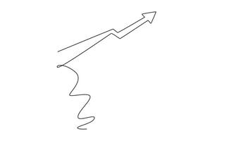 motivated professionals go up following graphics line to achieving goals. Personal goals concept. Single line draw design. Full length animation illustration. High quality 4k footage video