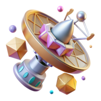 beautiful minimalist Space Probe with Antenna Array Transparent Background genuine png
