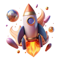 serene creative Space Rocket with Flames Cutout authentic png
