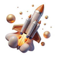 beautiful abstract Space Shuttle Launch Sequence Isolated on Transparent Background with Flame Trail png