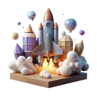 impressive modern Space Shuttle Launch with Smoke Plume Cutout original png