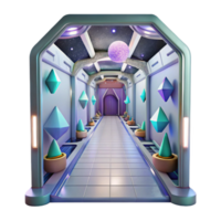 impressive contemporary Space Station Interior Corridor Transparent Background with Futuristic Design authentic png