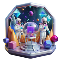 dramatic classic Space Station Interior with Astronauts Transparent Background authentic png