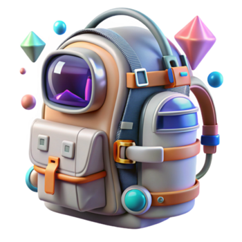 lindo artístico espaço terno mochila transparente fundo com vida Apoio, suporte png