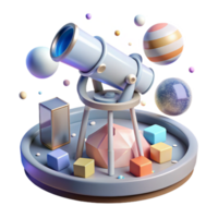 extraordinary minimalist Space Telescope Observation Deck Transparent Background with Panoramic View detailed png