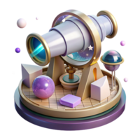 impressive classic Space Telescope Observation Deck Transparent Background with Panoramic View professional png