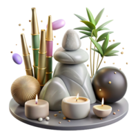 serene modern Spa Rocks and Bamboo Shoots Isolated Element exclusive png