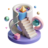 beautiful rustic Spiral Staircase Isometric Perspective Isolated Element high quality png