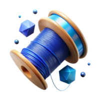 elegant modern Spool of Blue Thread Cutout Transparent Background Top View png