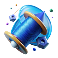 impressive artistic Spool of Blue Thread Cutout Transparent Background Top View authentic png