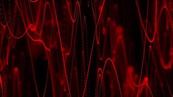 Red lines particle wavy on a black background video