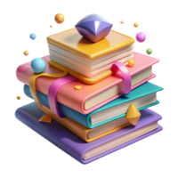 elegante abstrato pilha do livros isolado com angular Visão genuíno png