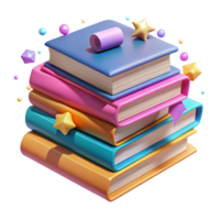 wonderful modern Stack of Books Isolated with Angled View detailed png