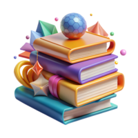 impressive modern Stack of Books with Eyeglasses Top View Isolated high resolution png
