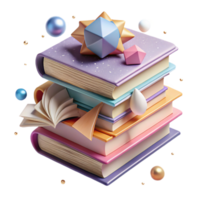dramatic minimalist Stack of Books with Eyeglasses Top View Isolated detailed png