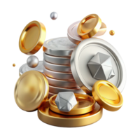 impressive traditional Stack of Coins Gold Color Transparent Background high resolution png