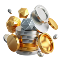 wonderful modern Stack of Coins Gold Color Transparent Background premium png