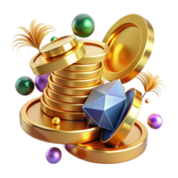 beautiful rustic Stack of Coins Gold Color Transparent Background professional png