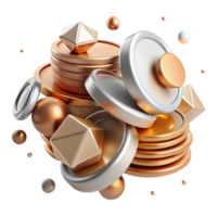 impressive creative Stack of Coins Gold Color Transparent Background png