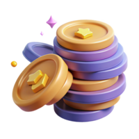 extraordinary contemporary Stack of Coins Cutout with Shadow Detail Transparent Background high resolution png
