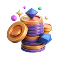 magnificent abstract Stack of Coins Side View Isolated on Transparent Background png