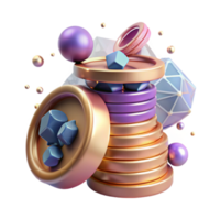 dramatic modern Stack of Coins Side View Isolated on Transparent Background premium png