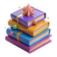 vibrant vintage Stack of Colorful Books Side View Isolated high resolution png