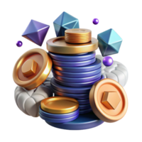 magnificent modern Stack of Coins with Different Values Top View Transparent Background premium png