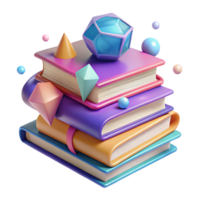 beautiful contemporary Stack of Colorful Books Side View Isolated original png