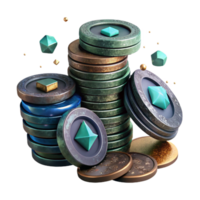 impressive vintage Stack of Old Coins with Patina Finish Isolated Element high quality png