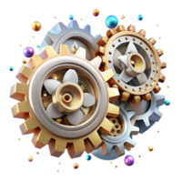 vibrant rustic Steampunk Clockwork Gears Cutout on Transparent Background high resolution png