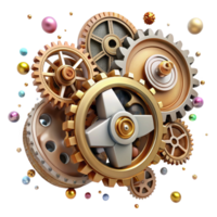 wonderful creative Steampunk Clockwork Gears Top View Cutout high quality png