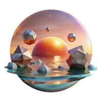 vibrant vintage Sunset Reflection on Calm Water Isolated original png