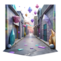 stunning minimalist Urban Alleyway with Graffiti Art Transparent Background authentic png