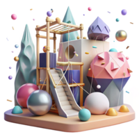 magnificent rustic Urban Playground with Climbing Frame Isolated detailed png