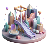 serene contemporary Urban Playground with Slide and Swings Isolated high resolution png