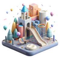 vibrant modern Urban Playground with Slide and Swings Isolated exclusive png