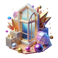 beautiful minimalist Whispering Walls Broken Window Pane Sharp Edges Isolated Element detailed png