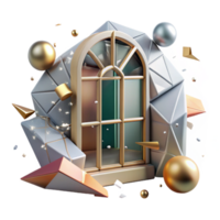 serene minimalist Whispering Walls Broken Window Pane Sharp Edges Isolated Element detailed png